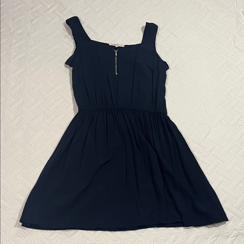 Elegant Dark Blue Sleeveless Skater Dress
